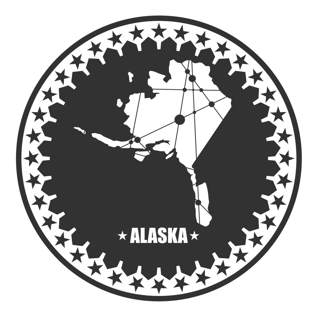 Alaska state map circle graphic