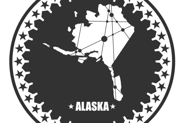 Alaska state map circle graphic